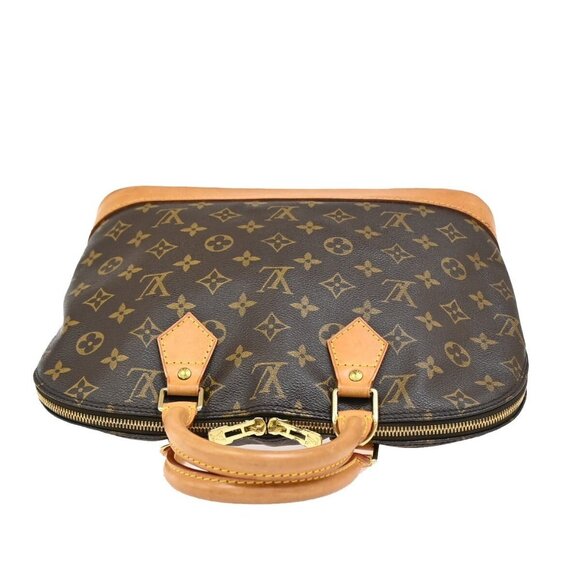 LOUIS VUITTON LV Logo Alma Hand Bag Monogram Leather Brown France M51130 85EF171 - Picture 5 of 16